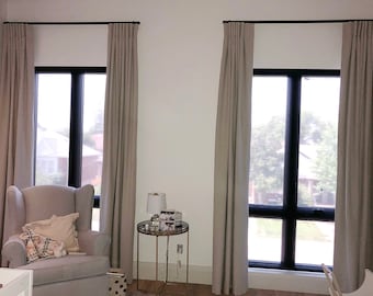 Textured Linen Blend Curtains: Custom French/Pinch Pleats, Blackout Curtains