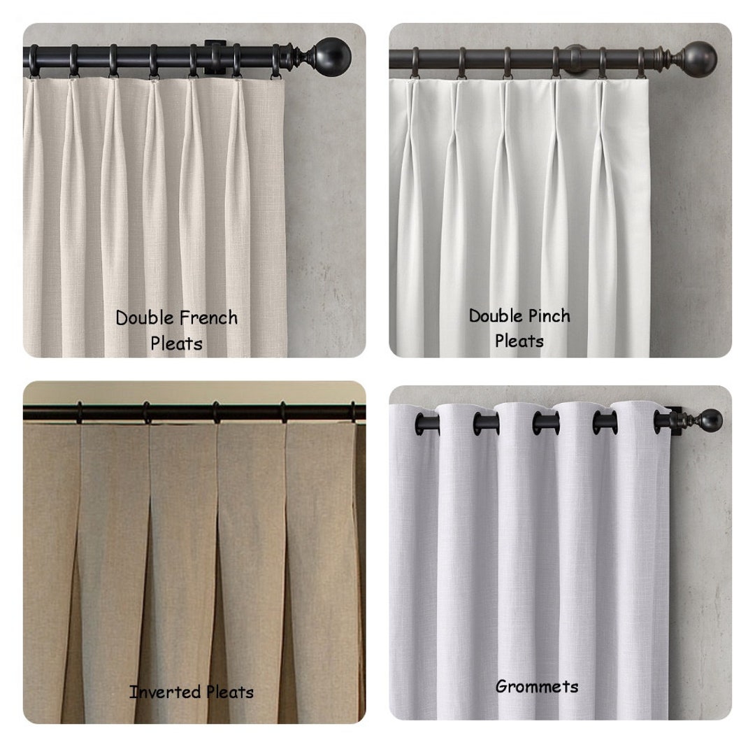 Please Add Pinch Pleats, French Pleats, Grommets, Beaded Weight Tape or