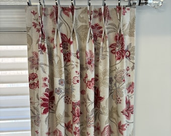 Wildflower Cotton Drapery Panel: Custom Pleated Curtain, Blackout Option