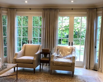 Westwood - Handmade Faux Linen Semi-Sheer Curtains: Pinch Pleat, French Pleat, Ripple Fold