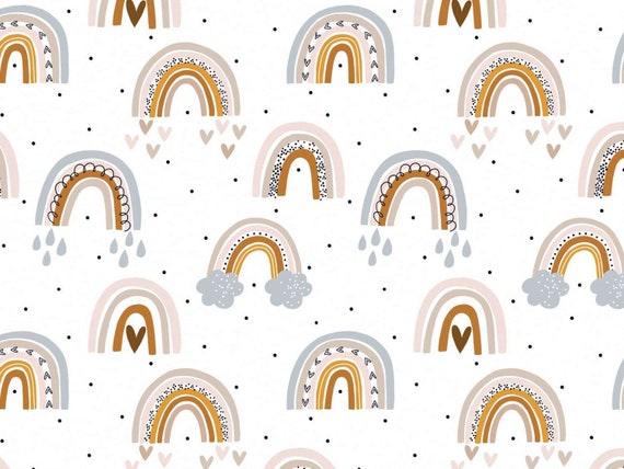 Jersey fabric unicorn and rainbow combo