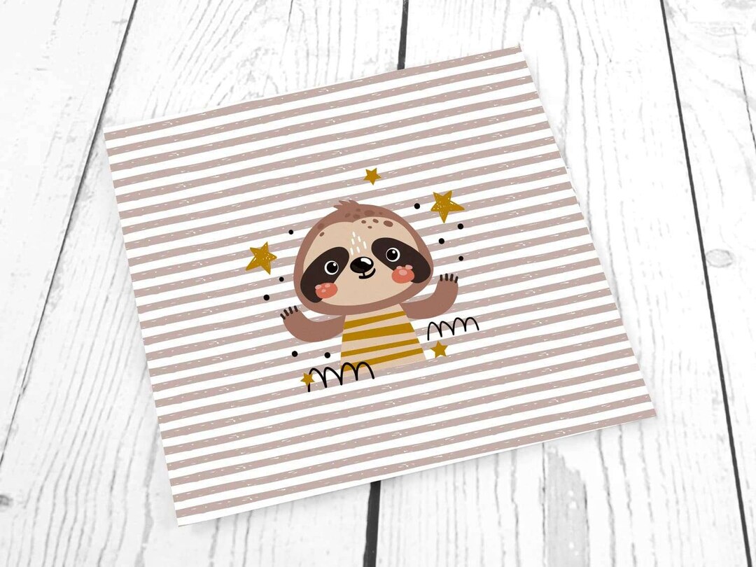 French Terry Kleines Faultier Sterne, PANEL