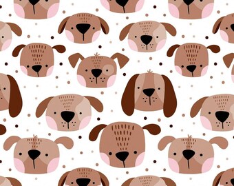 Jersey fabric - dogs & dots