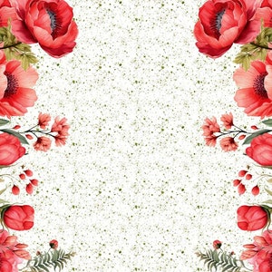 Jersey fabric - flower border XXL - red