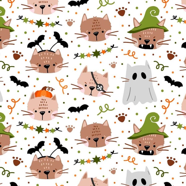 Jersey Stoff - Halloween Katze