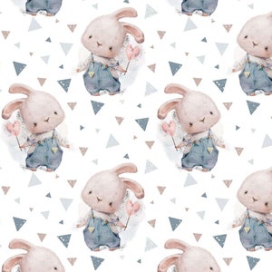 Jersey fabric - Little Bunny & Triangles