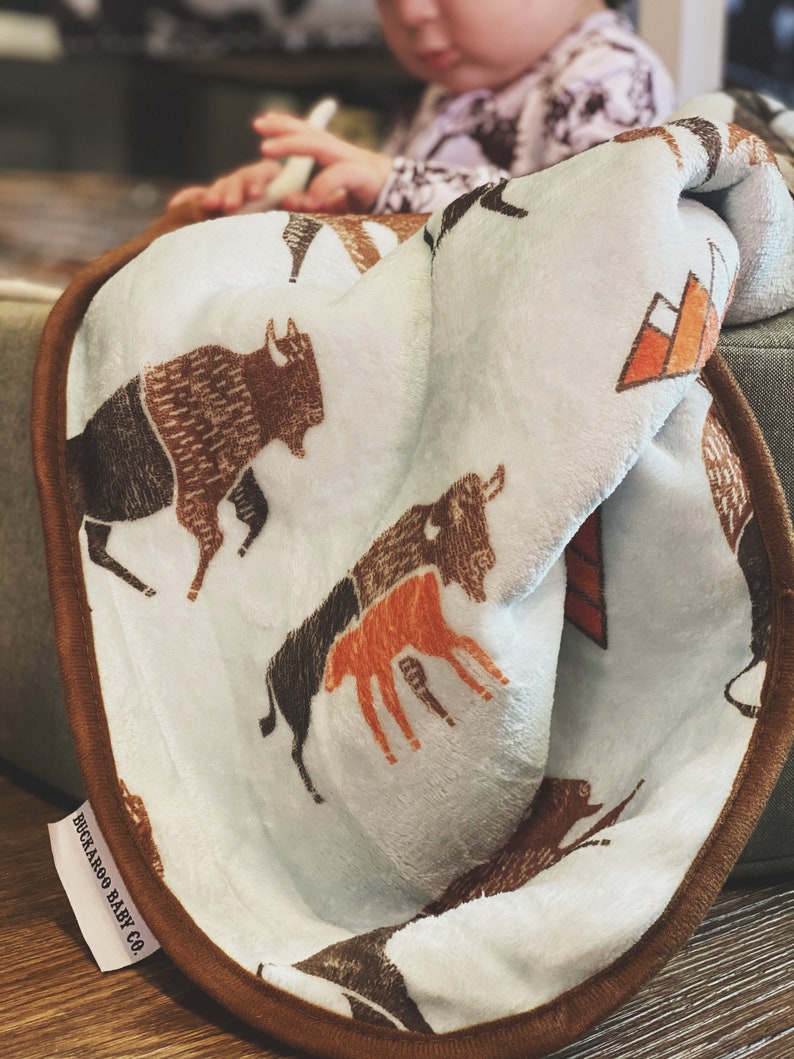 Bison Baby Blanket / Fleece & Sherpa Etsy