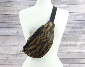 Zebra crossbody bag, Stylish belt bag, Animal print waist pack, Hands free travel bag, Adjustable sling bag, Holiday travel accessory