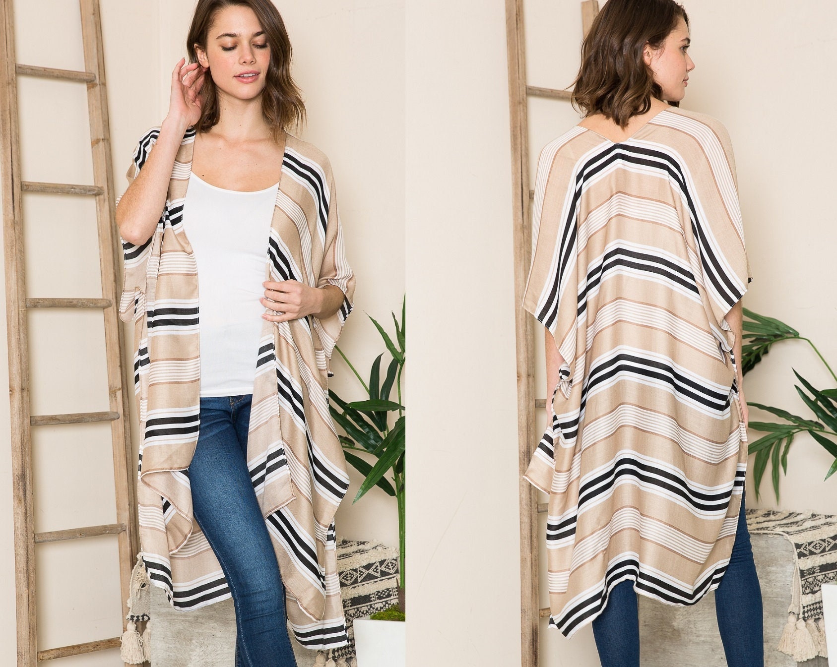 Tan Kimono Cardigan - Etsy Denmark