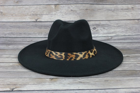Black Ranger Hat With Leopard Print 