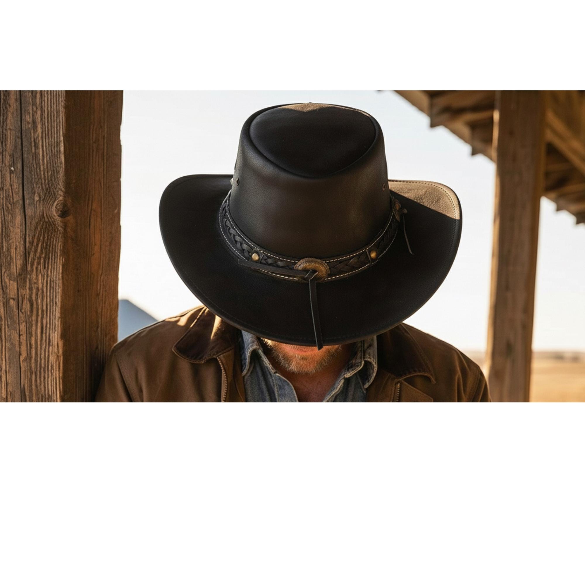 Grand Western Chapeau de Cowboy en Cuir Chapeau Chapeau extérieur visière Hommes et Femmes