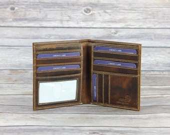 RFID Hunter Leather Men&#39;s Hipster Wallet,