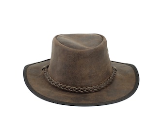 Brown Leather Cowboy Hat: Braided Band, Modern Western Style