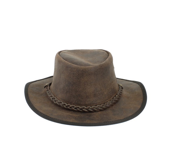 Brown Leather Cowboy Hat: Braided Band, Modern Western Style