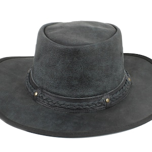 Black Leather Cowboy Hat: Crushable Aussie Style Western Wear