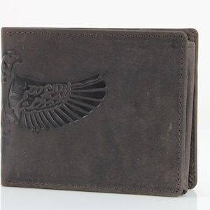 Cartera plegable con relieve de bisonte americano, protección RFID, billetera de cuero desgastado con caja de regalo, regalo moderno del Día del Padre.