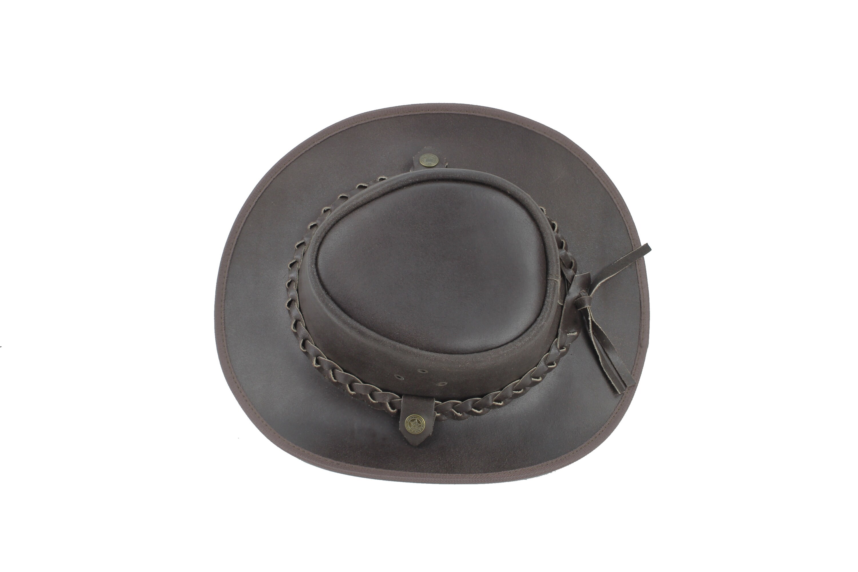 Chapeau de cowboy en cuir marron avec bande en cuir