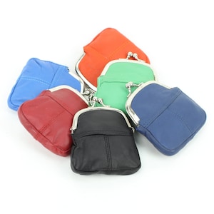 Mini Leder Geldbörse, Münze Beutel, Geldbörse, Vintage Style Twist Verschluss Geldbörse, helles buntes Leder, Geschenk für Kinder