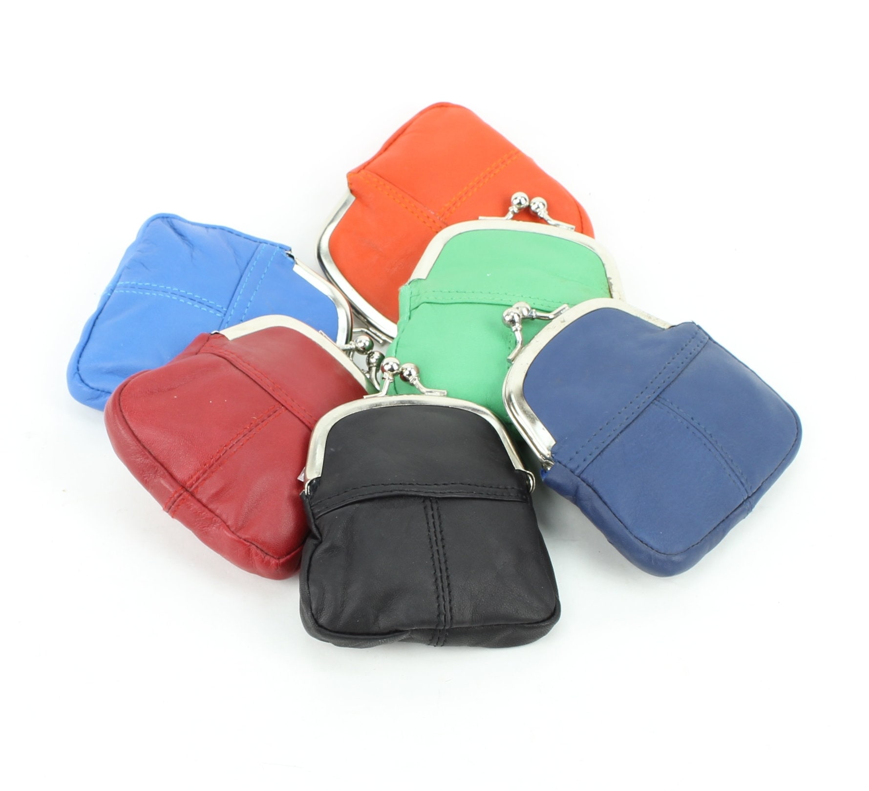 Mini Leather Twist Clasp Coin Purse, Colorful Change Pouch