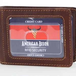American Bison Oil Pull-up Geldklammer Bi-Fold Kartenetui