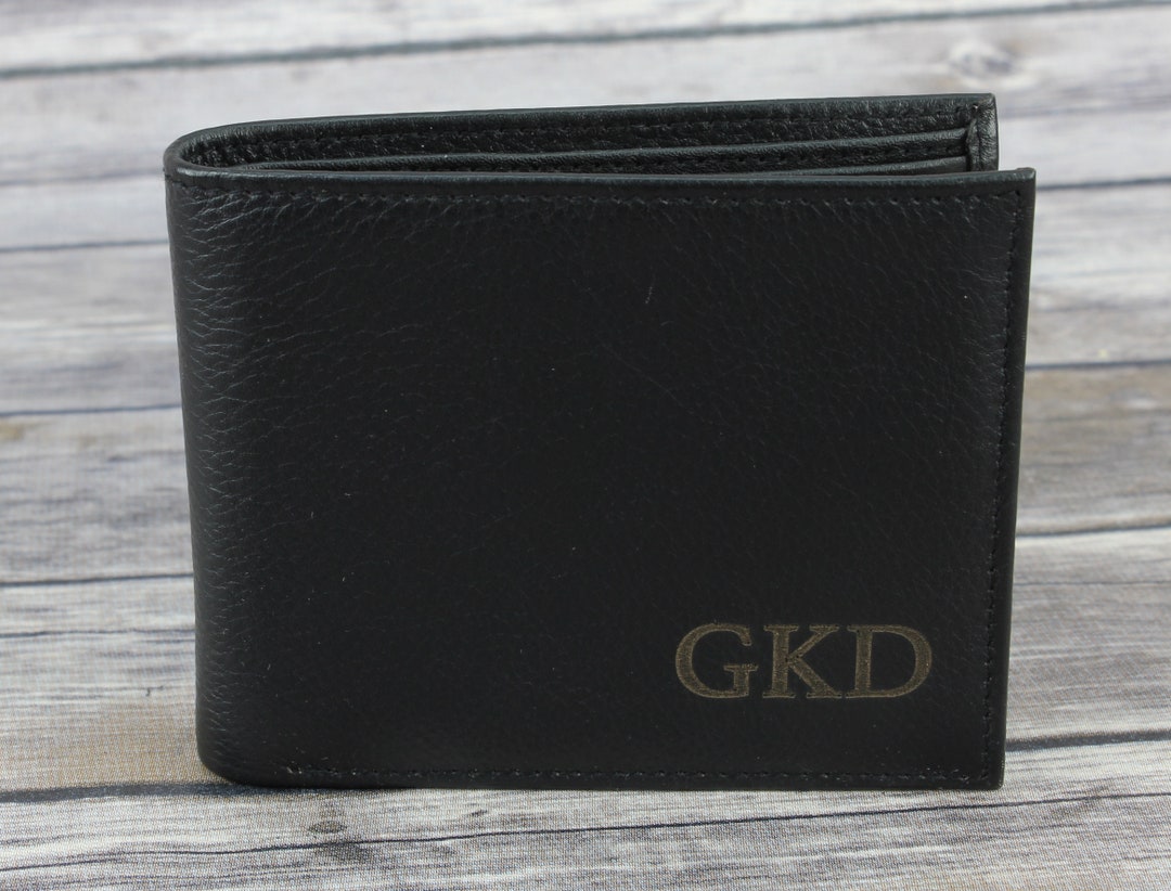 Personalized Bi Fold Wallet, Laser Engraved Leather Wallet, RFID ...