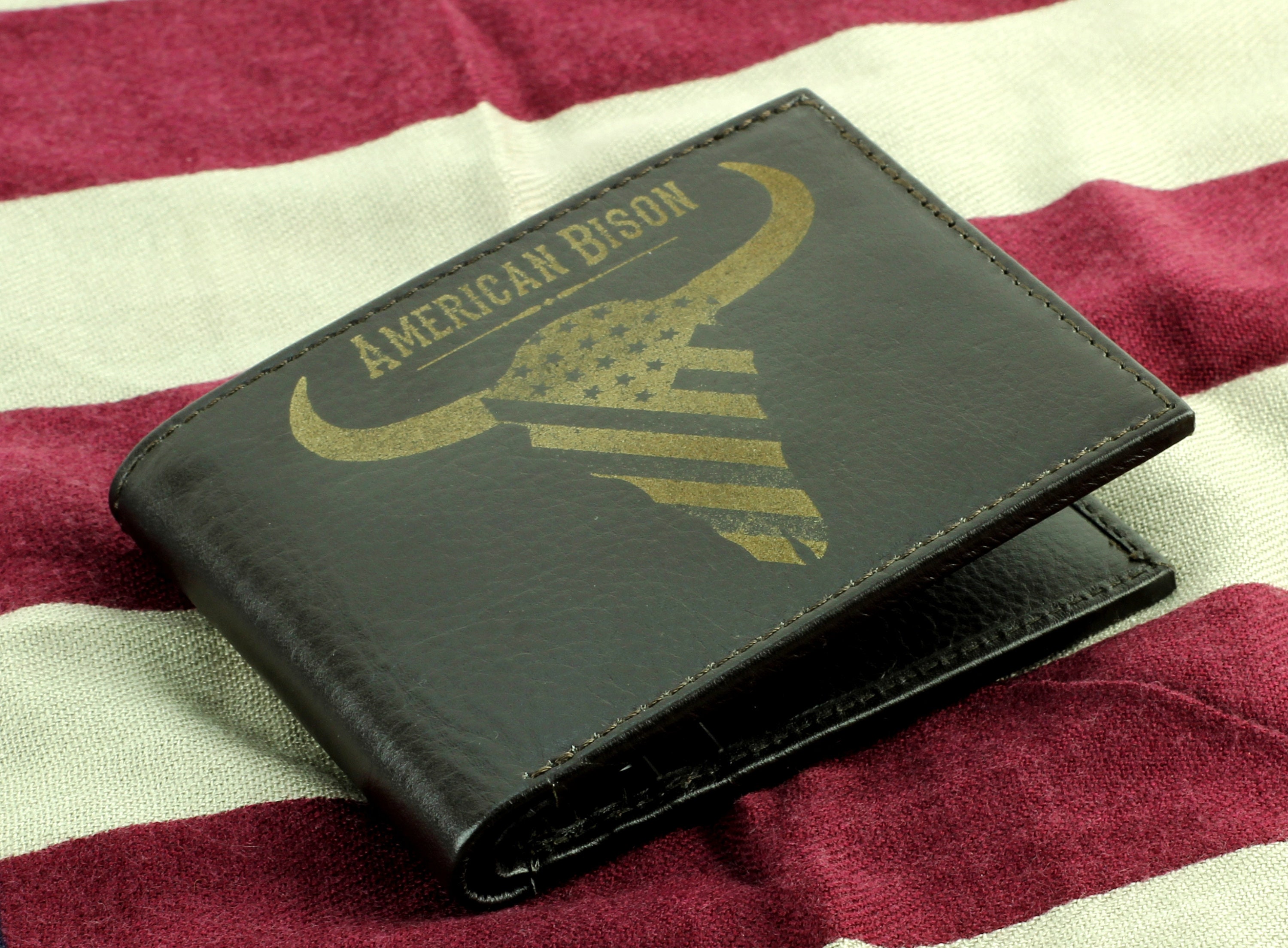 George Men's Genuine American Bison Leather Bifold Wallet with