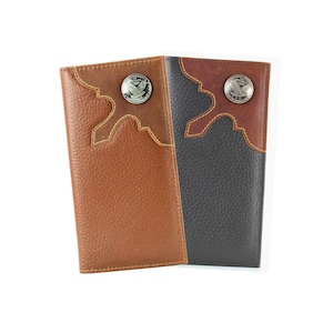 Cartera de rodeo de corte occidental con concho de águila, accesorio de moda occidental moderno para hombres, regalo para papá, billetera grande de cuero plegable