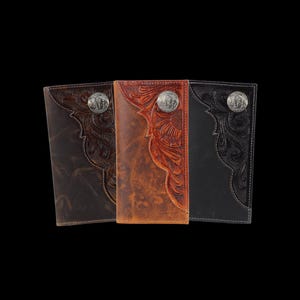 Cartera de níquel con diseño de búfalo de rodeo de bisonte americano, cartera con cierre de aceite y estuche de regalo, billetera plegable de cuero repujado, estilo western moderno, protección RFID