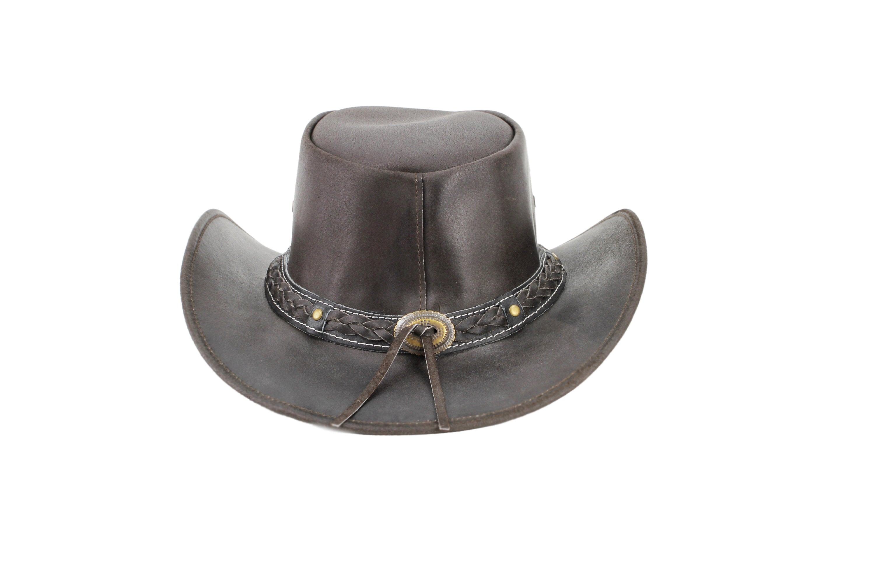 Brown Leather Cowboy Hat: Braided Band, Unisex Western Wear  display picture 2