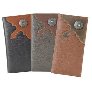 Cartera de rodeo de corte occidental con concho de cartucho de escopeta, accesorio de moda occidental moderno para hombres, regalo para papá, billetera grande de cuero plegable