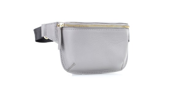 Square Leather Fanny Pack With Adjustable Nylon Strap Etsy