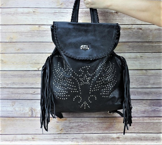 leather fringe backpack
