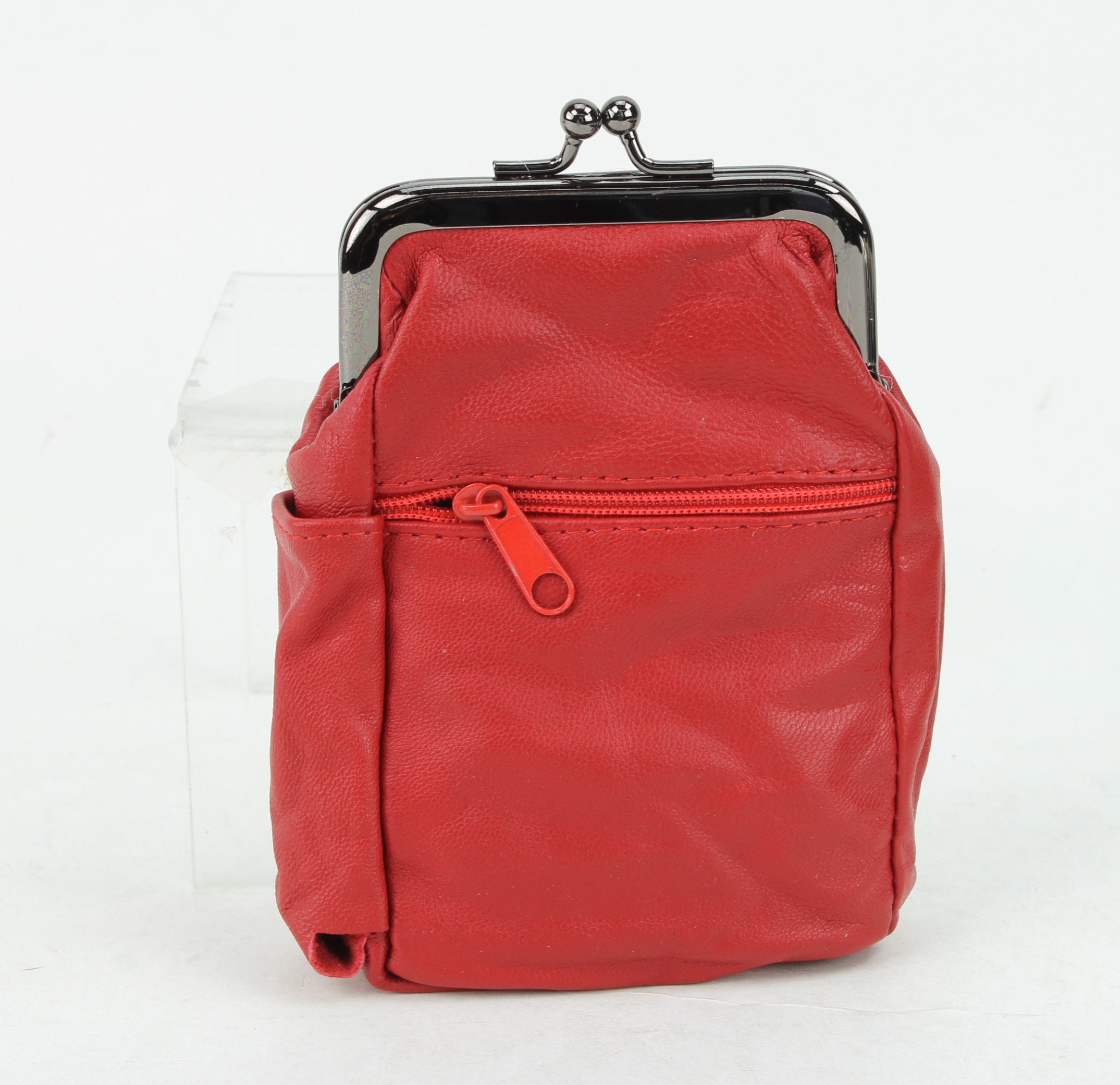 Leather Cigarette Case With Lighter Pocket, Twist Clasp Coin