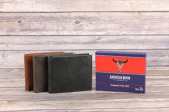 Buffalo Leather RFID Wallet - RFID Blocking Protection - Made in USA