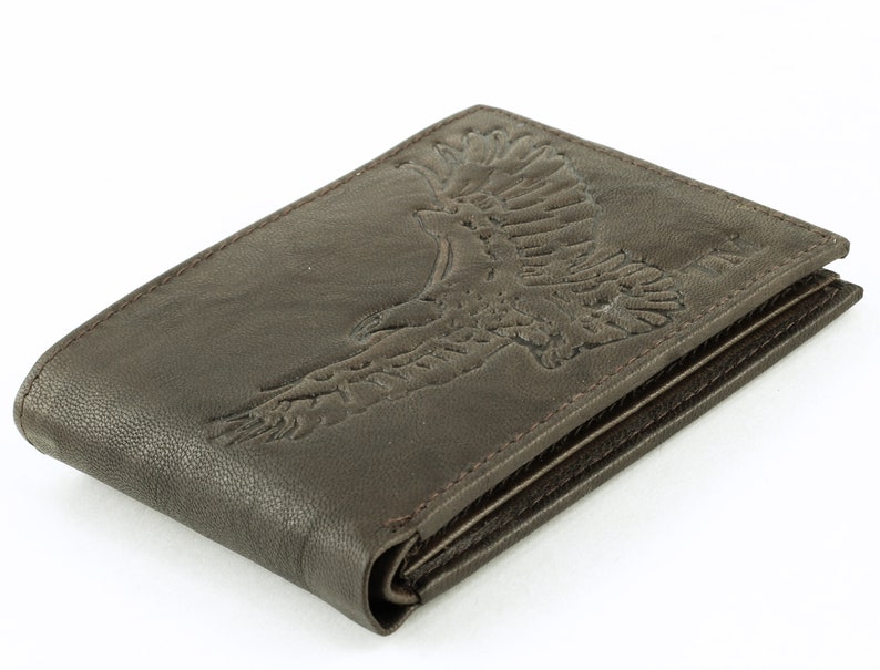 Eagle embossed leather wallet personalized men's wallet Etsy