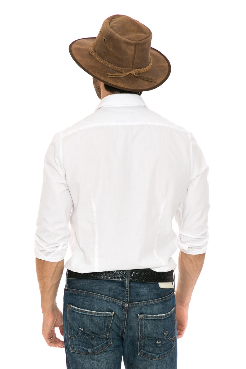 Brown Leather Cowboy Hat: Braided Band, Modern Western Style immagine 9