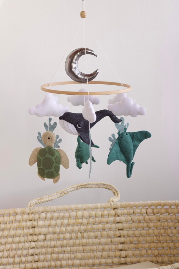 Ocean nursery mobile hanging sea animals baby mobile neutral Etsy