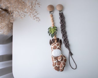 Giraffe stroller toy with macrame pacifier clip, Unique pregnancy gift box for mom to be, Newborn congratulations basket, Expecting parents