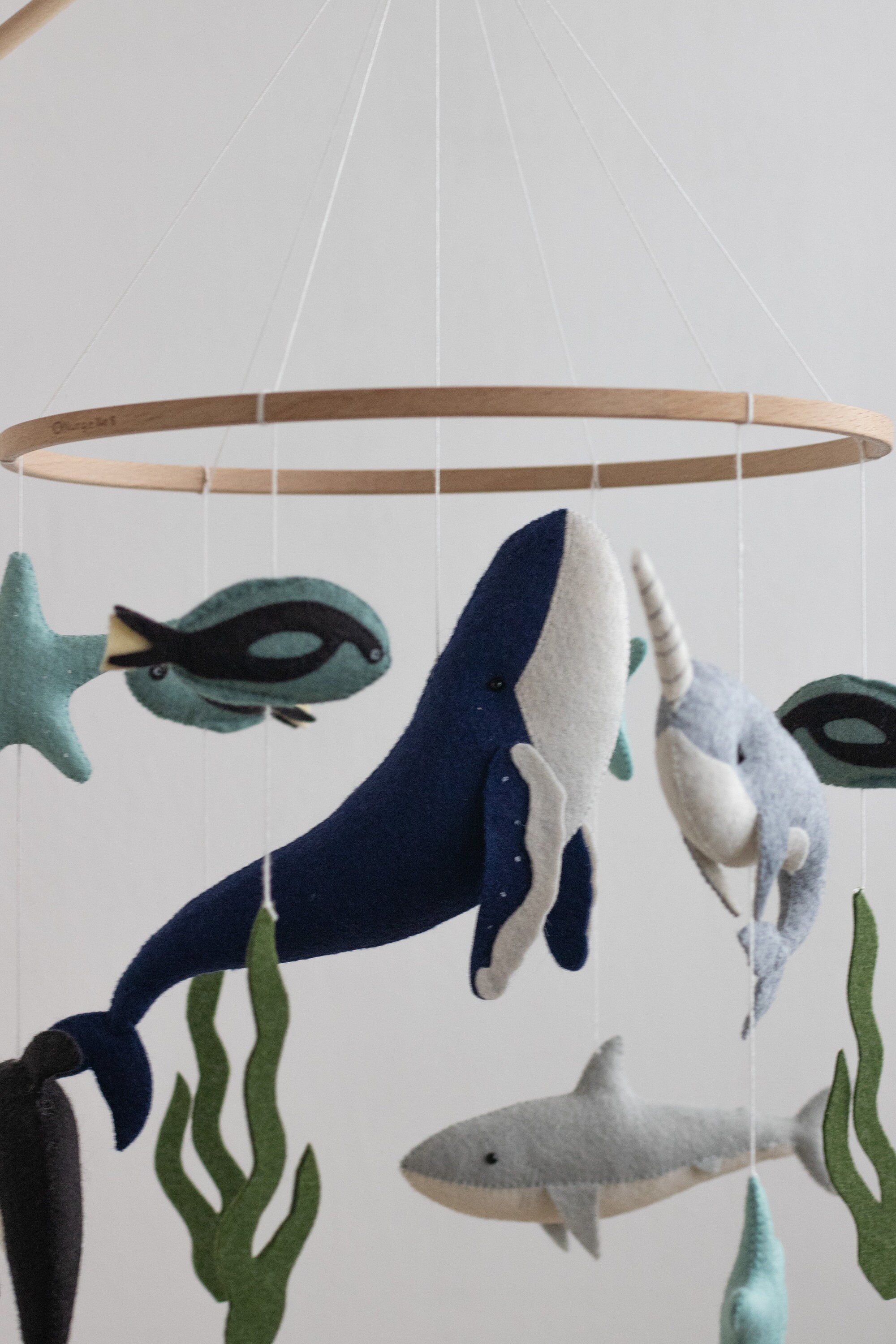 Ocean Nursery Baby Mobile Big Blue Whale Crib Mobile Narwal Etsy