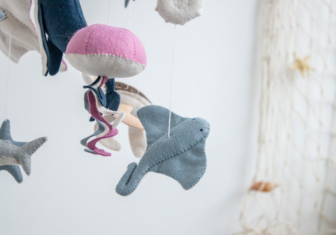Ocean Nursery Baby Mobile Big Blue Whale Crib Mobile Shark Etsy