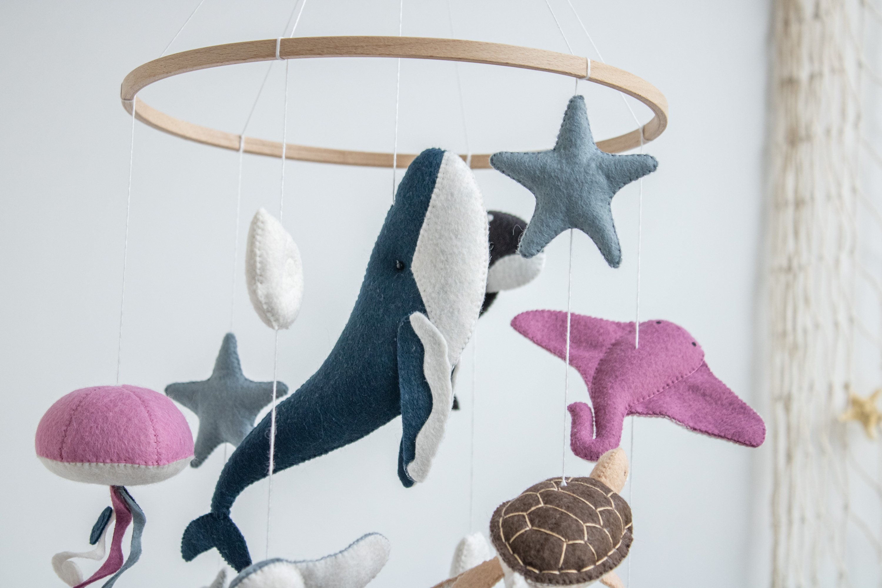 Ocean Nursery Baby Mobile Big Blue Whale Crib Mobile Shark Etsy