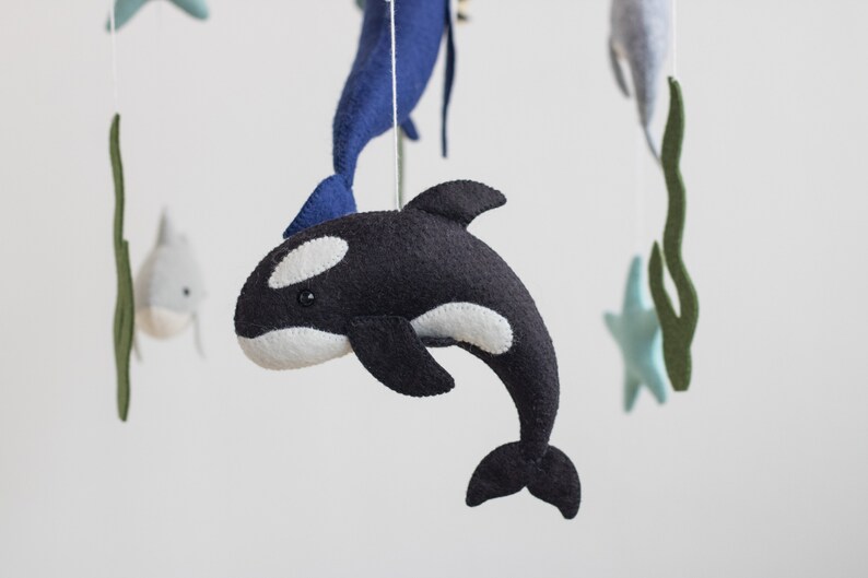 Ocean Nursery Baby Mobile Big Blue Whale Crib Mobile Narwal Etsy