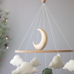 Dragon nursery baby mobile, Baby boy mobile, Felt hanging toy, Fantasy baby nursery, Golden moon and stars, Baby shower gift image 4