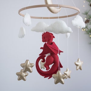 Red Dragon Nursery Baby Mobile, Neutral Babymobile, Felt Hanging Toy ...