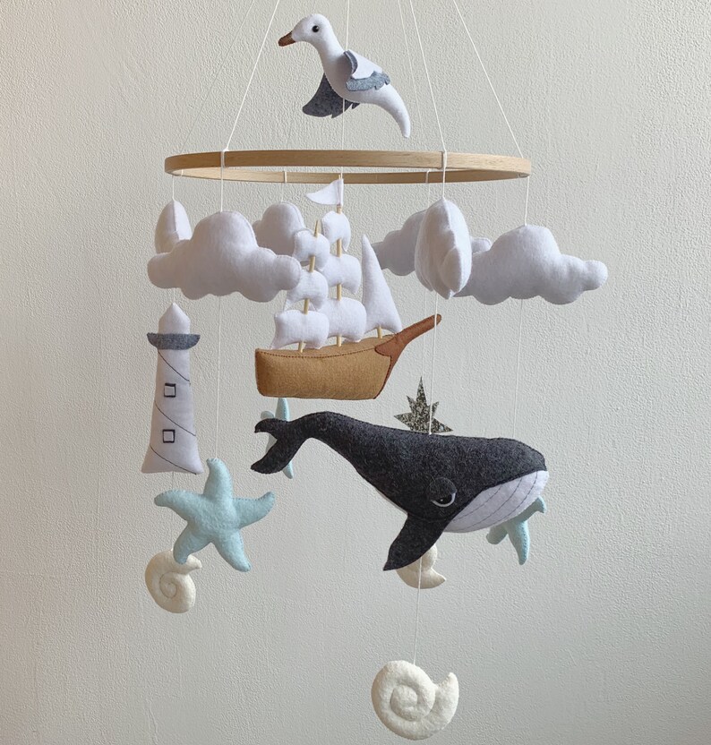 Whale nursery mobileNautical baby mobile Hanging nursery Etsy