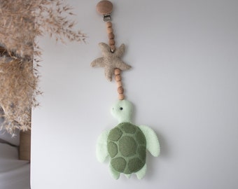 Turtle stroller mobile, Turtle stroller toy, stroller lanyard, pram toy, baby rattles, pram decor, pram accessory, unisex baby gift