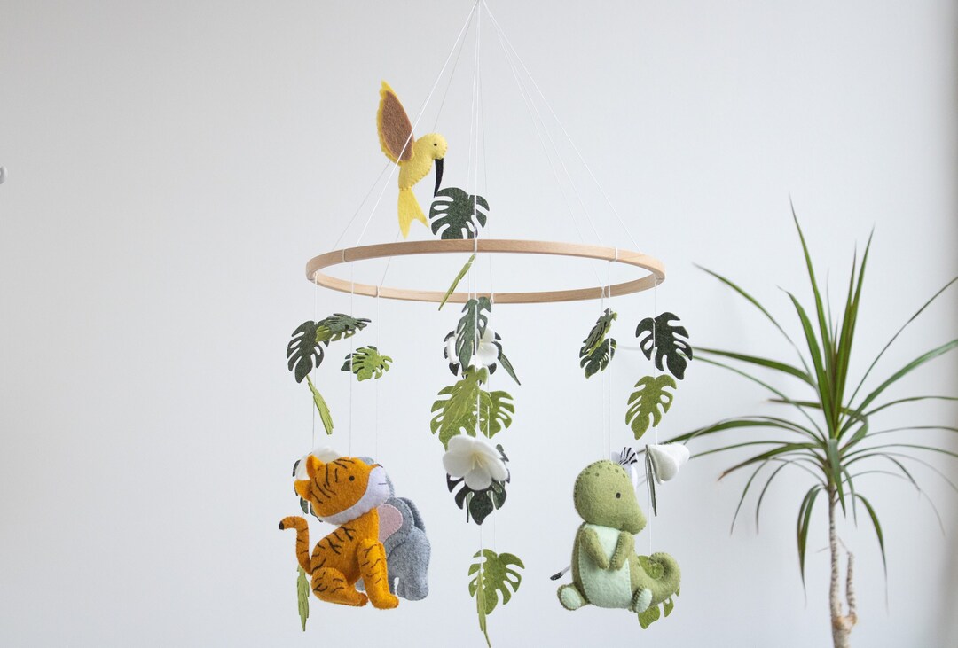 Safari Nursery Mobile. Baby Girl Nursery Decor. Jungle Animals Etsy