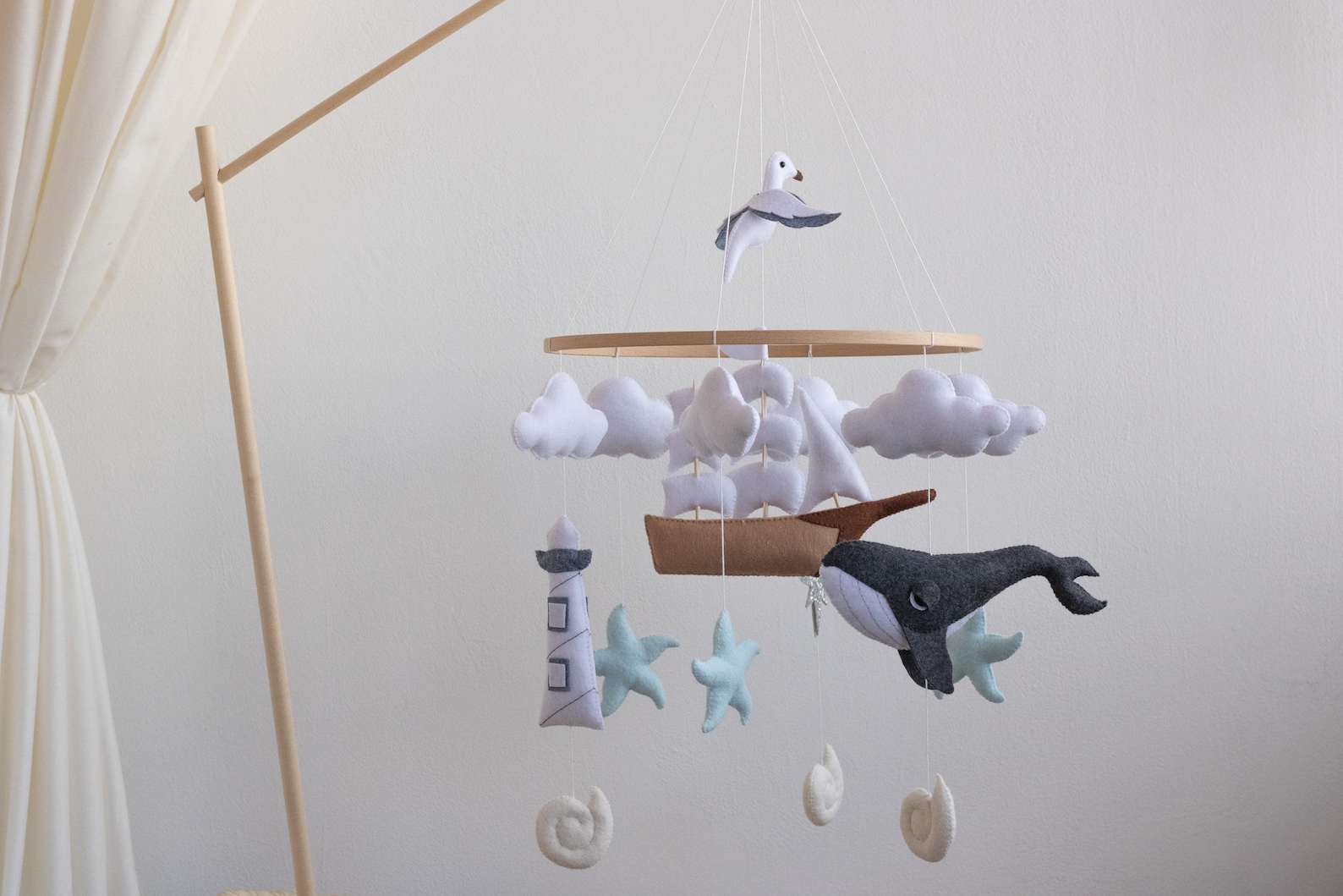 Whale Nursery Mobilenautical Baby Mobile Hanging Nursery Etsy