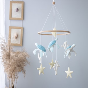 Ocean baby mobile, Sea Turtle nursery decor, Felt turtle crib mobile,Baby fish hanging mobile, Sea creatures theme mobile, Sea life mobile