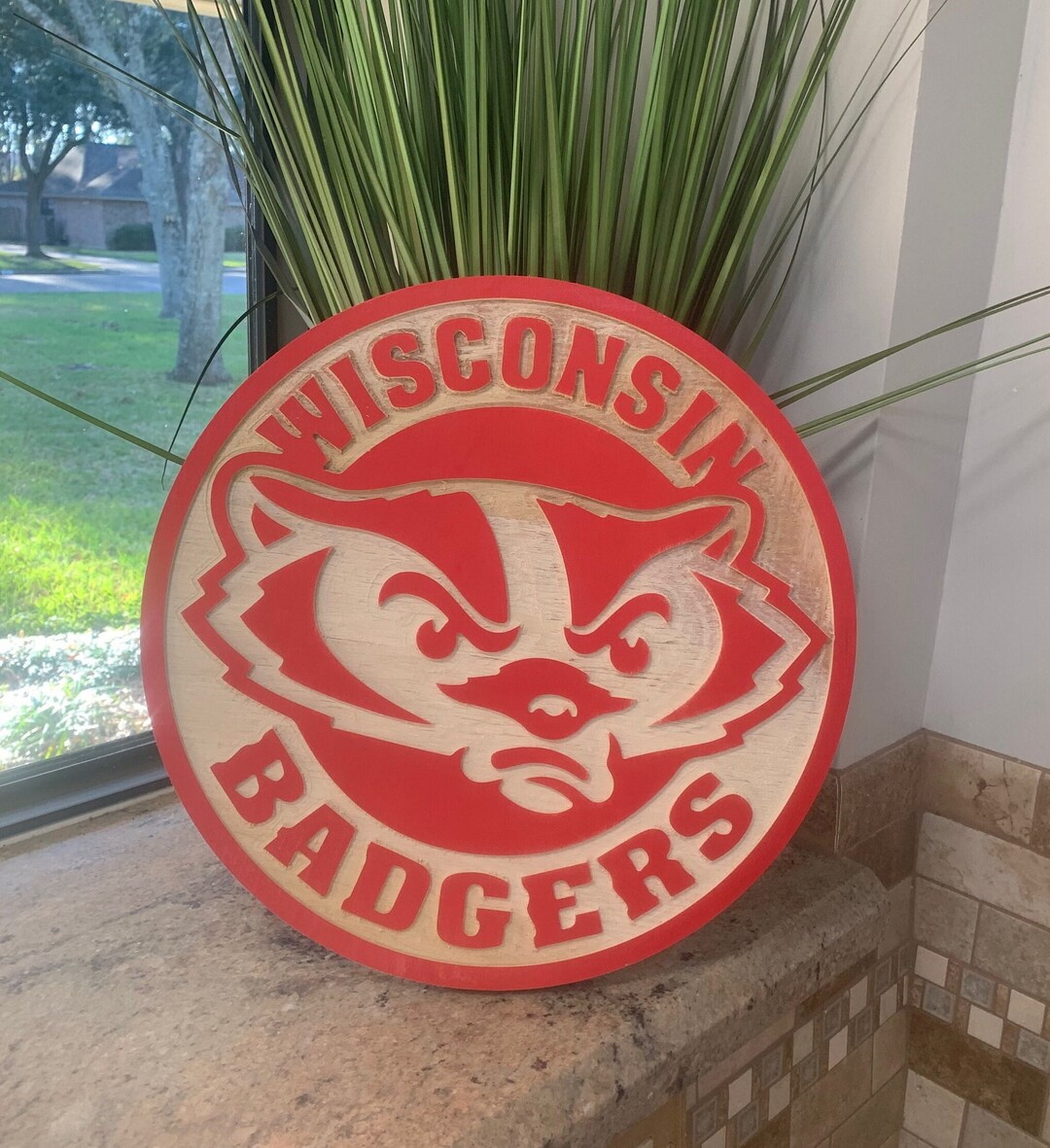 WISCONSIN Logo Wall Art Sign College Football Etsy